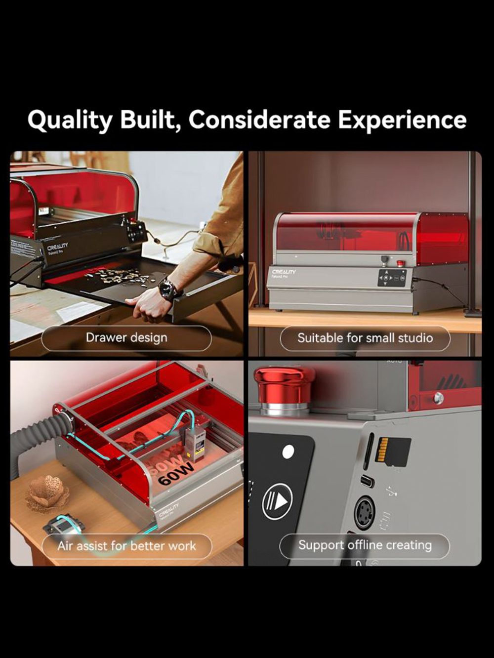 Falcon2 Pro 60W Pro-safe Laser Engraver & Cutter - Image 4